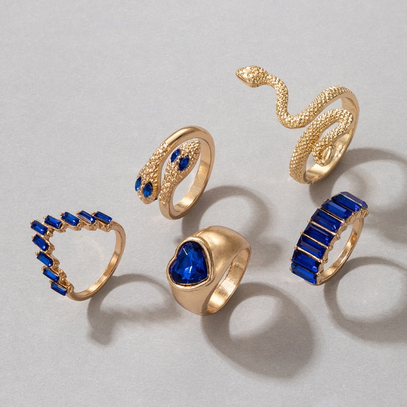 Flower Heart Ring Set