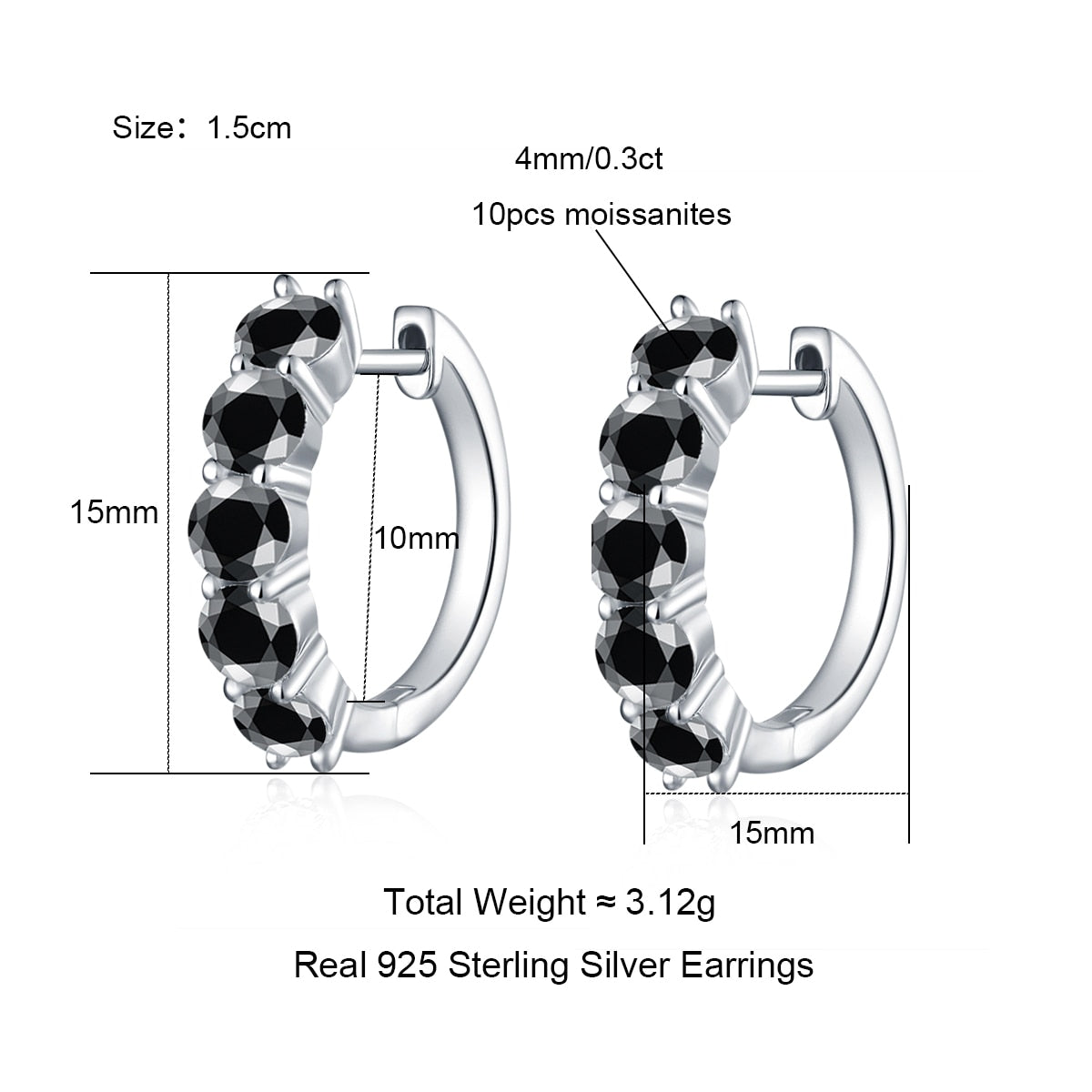 Moissanite Hoop Earring