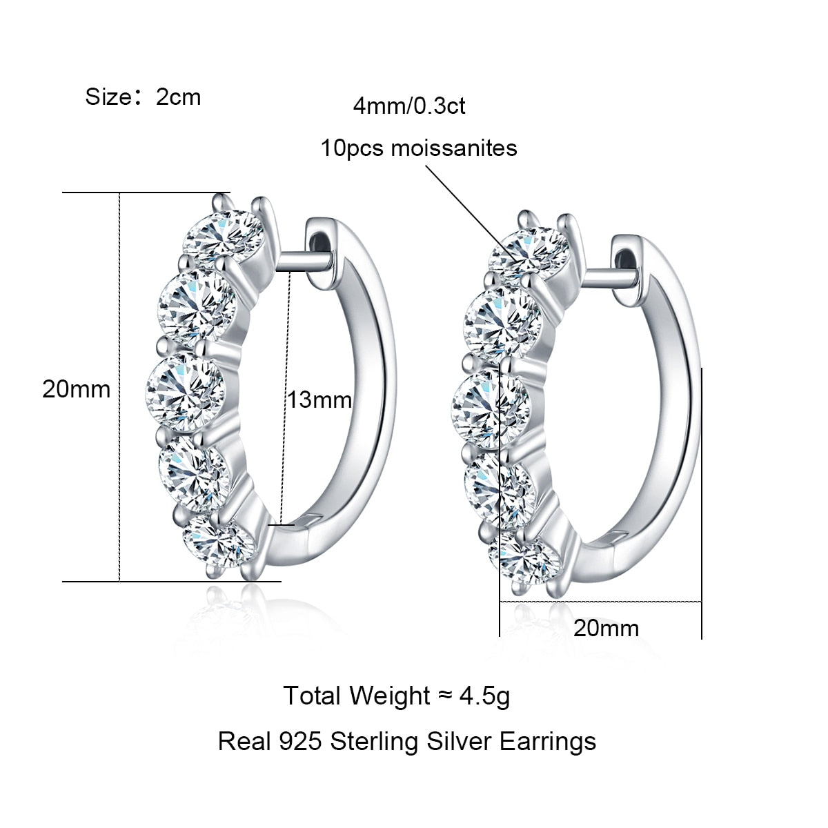Moissanite Hoop Earring
