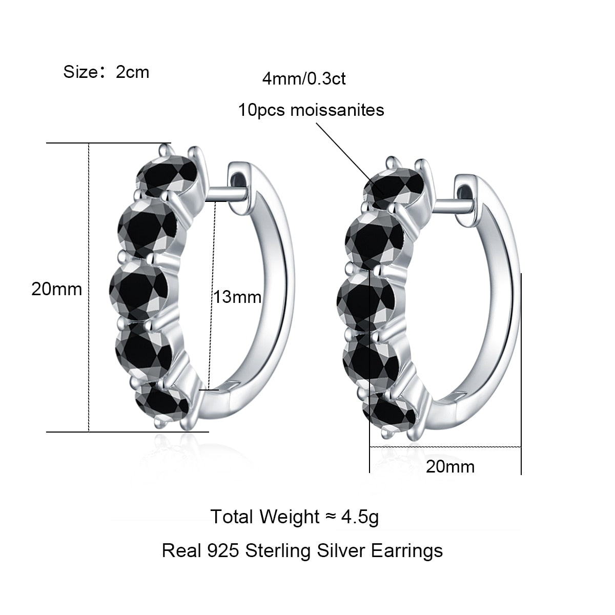 Moissanite Hoop Earring