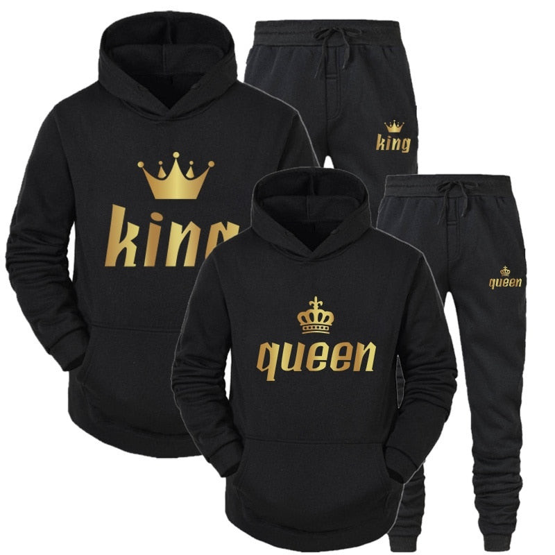 Couple Sweatshirt KING QUEEN Printed Lover Hooded Suits