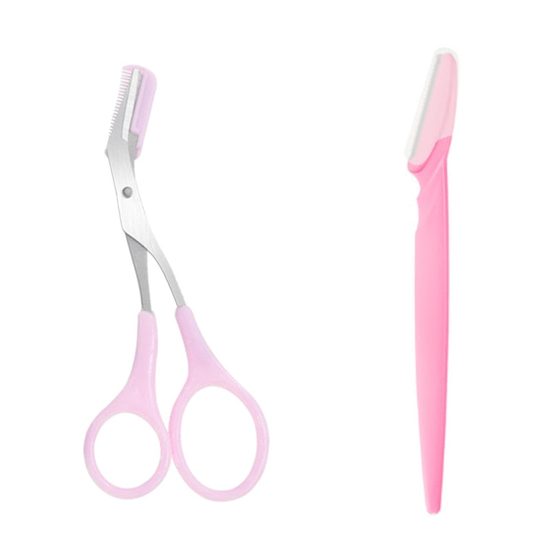 Eyebrow Trimmer Scissor with Comb Stainless Steel Makeup Tool