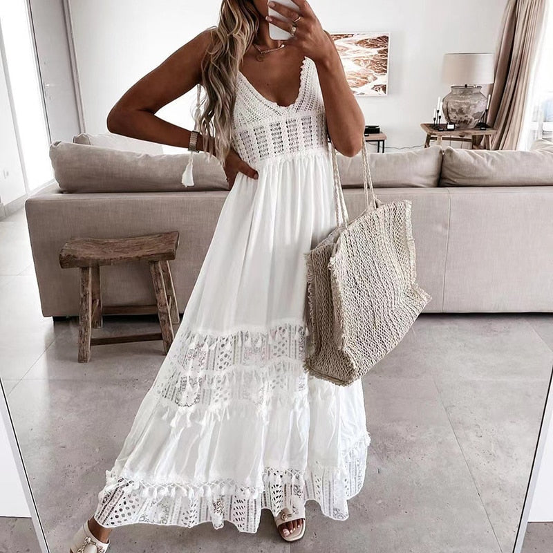 Off Shoulder Lace Patchwork Elegant Dress