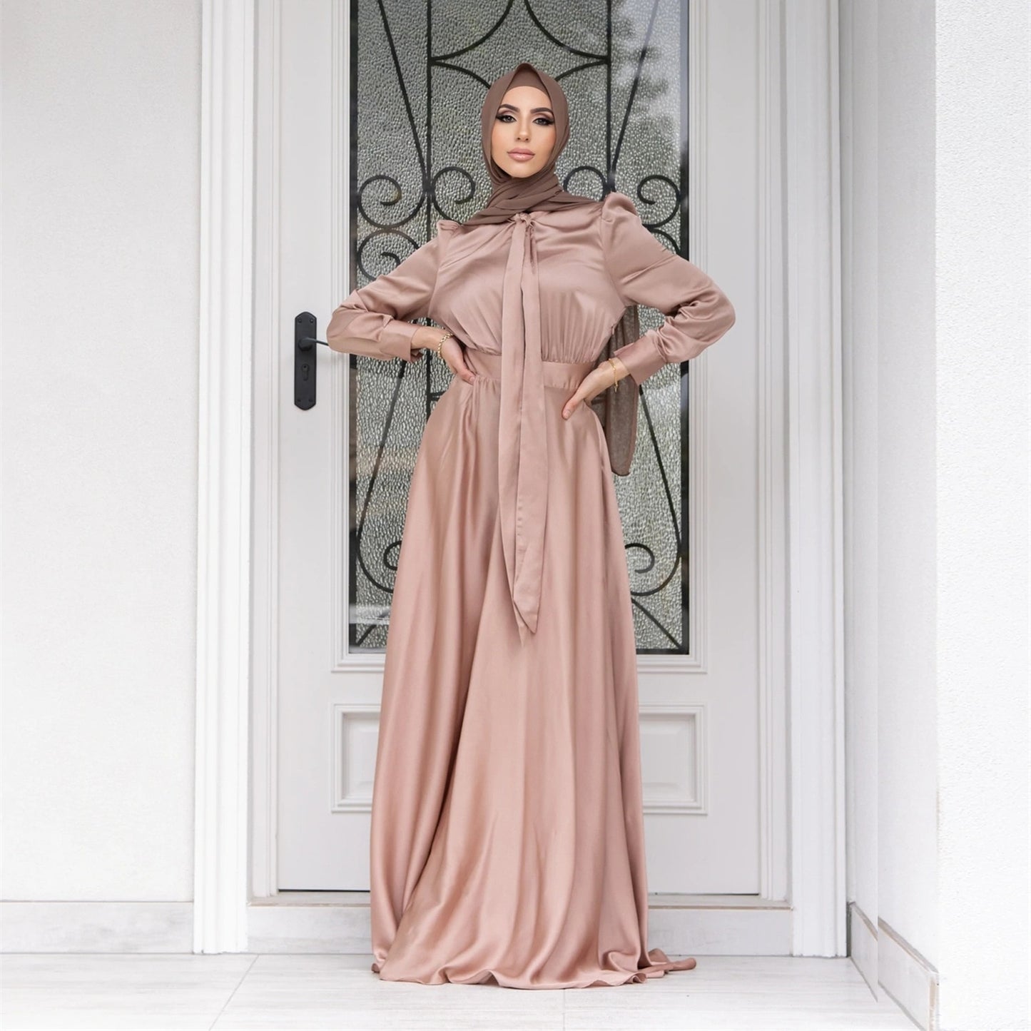 Satin Elegant Long Sleeves Dress