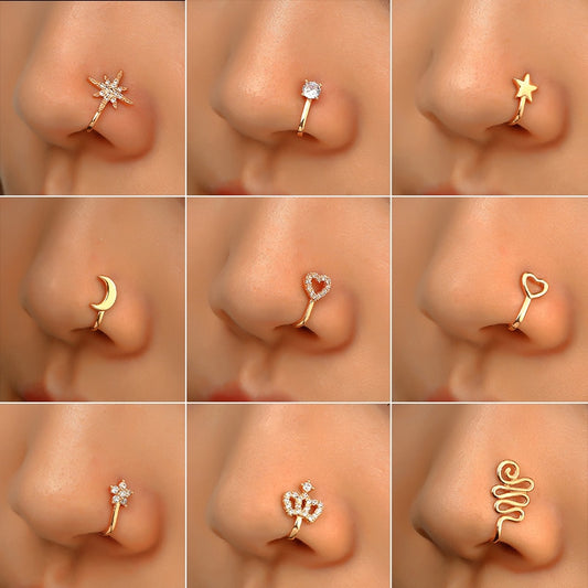 Heart Star Crown Nose Piercing