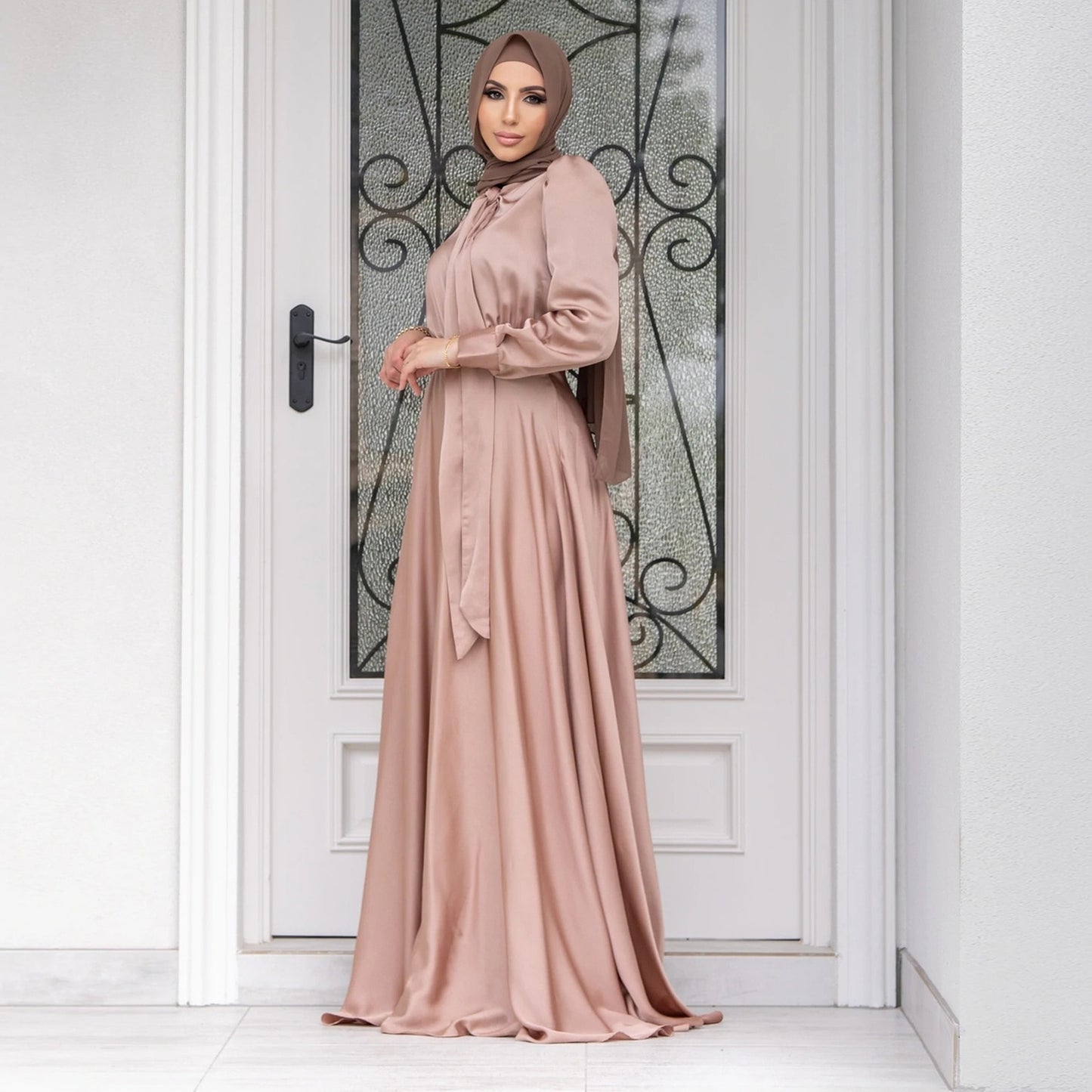 Satin Elegant Long Sleeves Dress