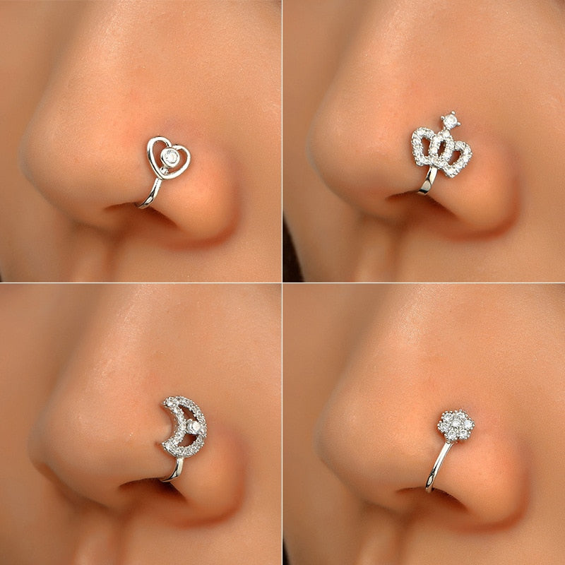 Heart Star Crown Nose Piercing